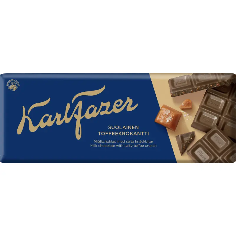 Suklaalevy Karl Fazer 180 g suolainen toffeekrokantti