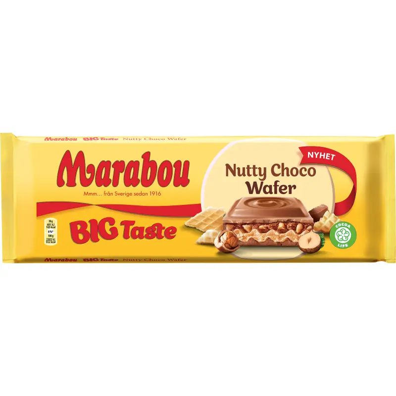 Suklaalevy Marabou 270 g Big Taste Nutty Choco Wafer